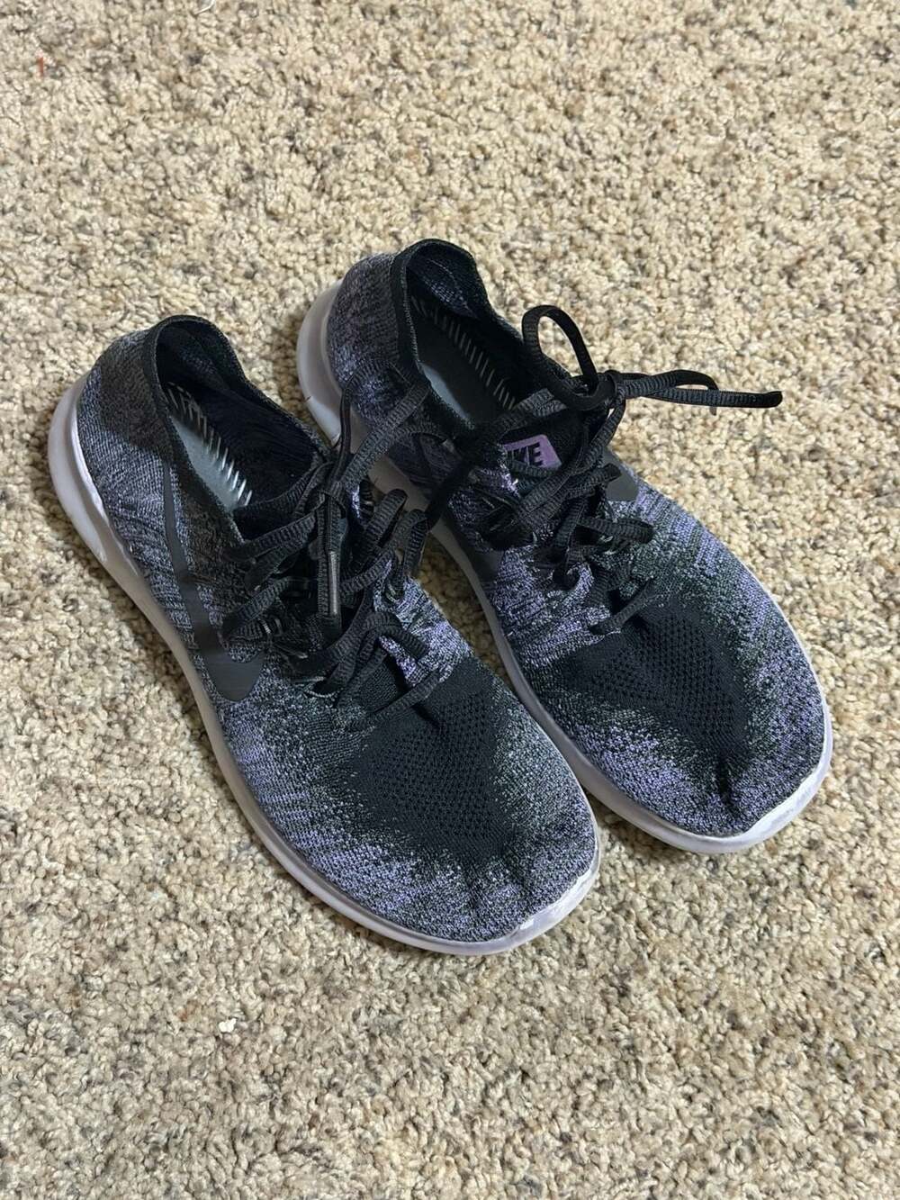 Nike Free RN Flyknit Women's Running Shoes Black Grey Purple